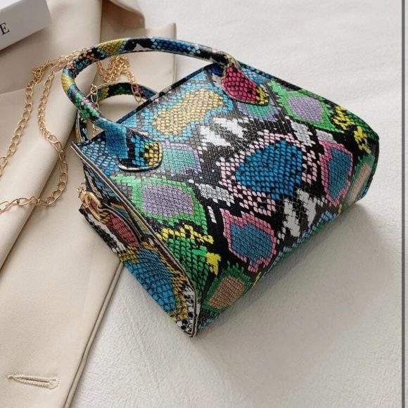 Mini Snakeskin Print Satchel Bag - Picture 3 of 8